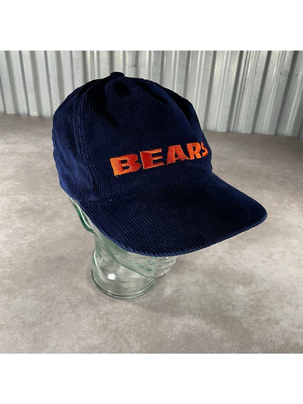 Vintage Corduroy Chicago Bears Adjustable Snapback Hat NFL Spell Out Made In USA